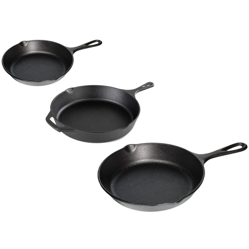 3-Piece: Pre-Seasoned Cast Iron Skillet Set